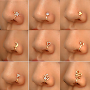 Non-perforated Nose Clip Copper Set Zircon U-shaped Star Love Crown Nose Ring Non-perforated Nose Piercing Ornaments