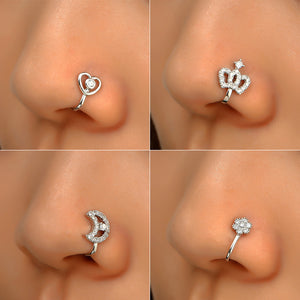 Non-perforated Nose Clip Copper Set Zircon U-shaped Star Love Crown Nose Ring Non-perforated Nose Piercing Ornaments