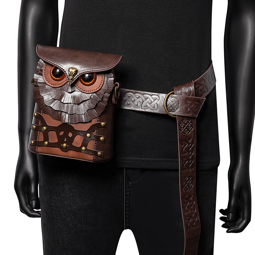 Medieval Colored Studded PU Leather Women's Shoulder Bag Medieval Steampunk Owl MINI Satchel