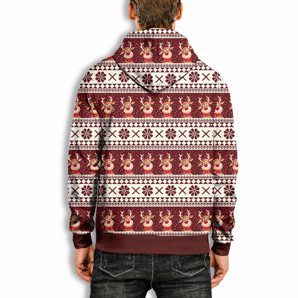 Christmas elk all-match trendy men's hooded sweater