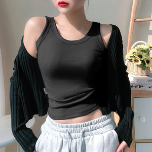 Thin Summer Non-Chest Pad Camisole Vest Women's Breathable Slimming Thread Cotton Anti-Glow All-Match Base Inner Top