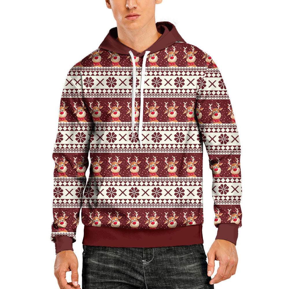 Christmas elk all-match trendy men's hooded sweater