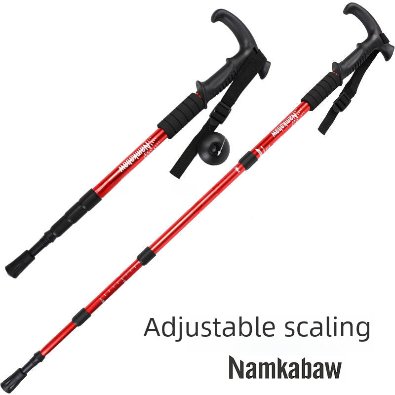 Outdoor Travel Hiking Stick Retractable Mountain Climbing Cane For The Elderly Aluminum Alloy Hiking Stick Crutch Cane