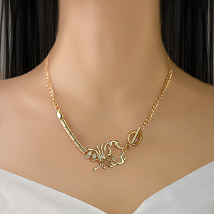 Europe And The United States Cross-border Personality Geometric Exaggerated Temperament Diamond Scorpion Necklace Fashion Trendy Punk Style Halloween Jewelry