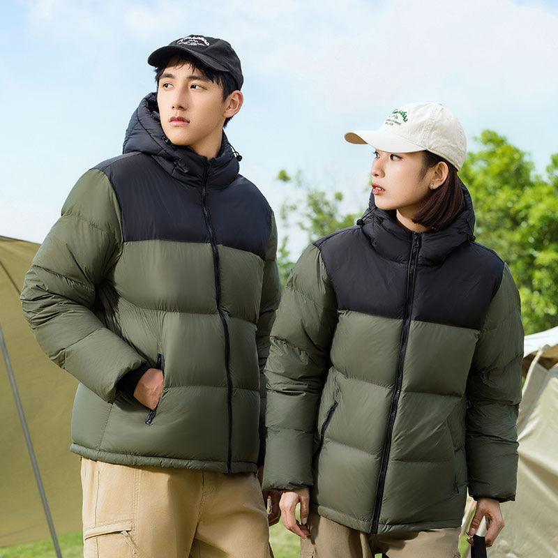 White Duck Down Couple Thickened Hooded Down Coat