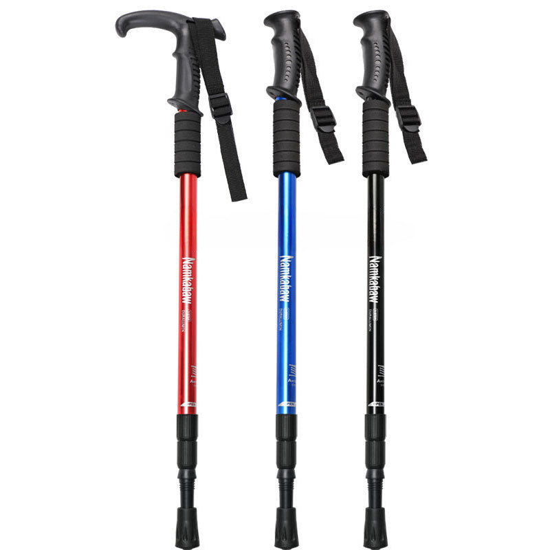 Outdoor Travel Hiking Stick Retractable Mountain Climbing Cane For The Elderly Aluminum Alloy Hiking Stick Crutch Cane