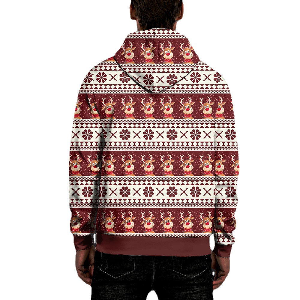 Christmas elk all-match trendy men's hooded sweater