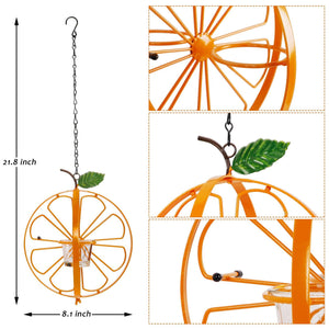Metal Hummingbird Double Circle Bird Feeder Outdoor Patio Bird Orange Balcony Outdoor Bird Feeder