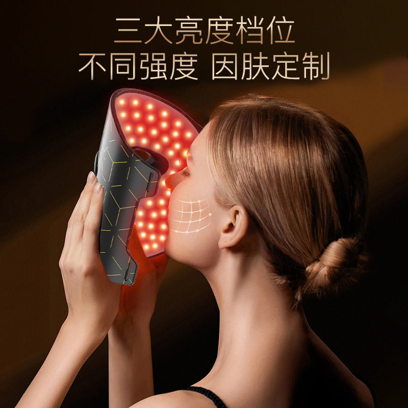 Led Color Light Beauty Mask Large Row Light 4 Color Spectrometer Red And Blue Light Mask Instrument Photon Skin Rejuvenation Instrument Silicone Mask