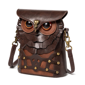 Medieval Colored Studded PU Leather Women&#039;s Shoulder Bag Medieval Steampunk Owl MINI Satchel