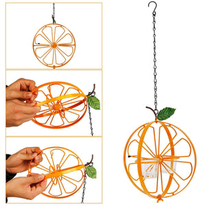 Metal Hummingbird Double Circle Bird Feeder Outdoor Patio Bird Orange Balcony Outdoor Bird Feeder