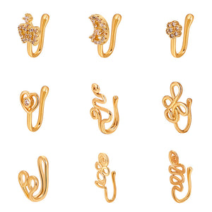 Non-perforated Nose Clip Copper Set Zircon U-shaped Star Love Crown Nose Ring Non-perforated Nose Piercing Ornaments