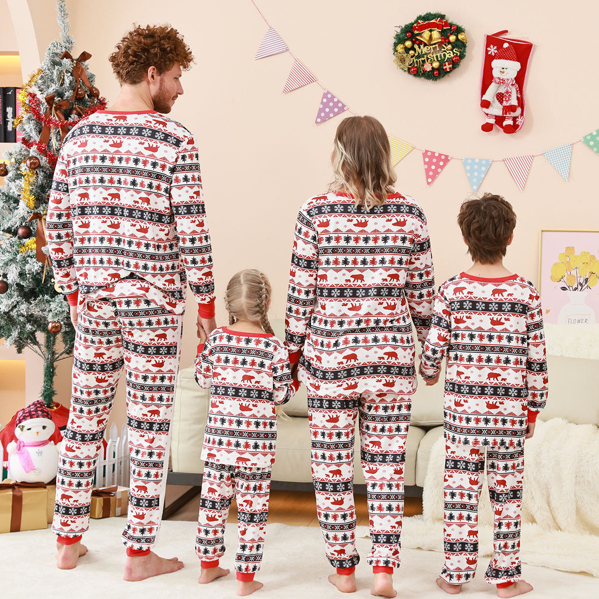 European And American Parent-Child Home Clothes Christmas Home Clothes Parent-Child Suit Plaid Patchwork Printed Home Clothes