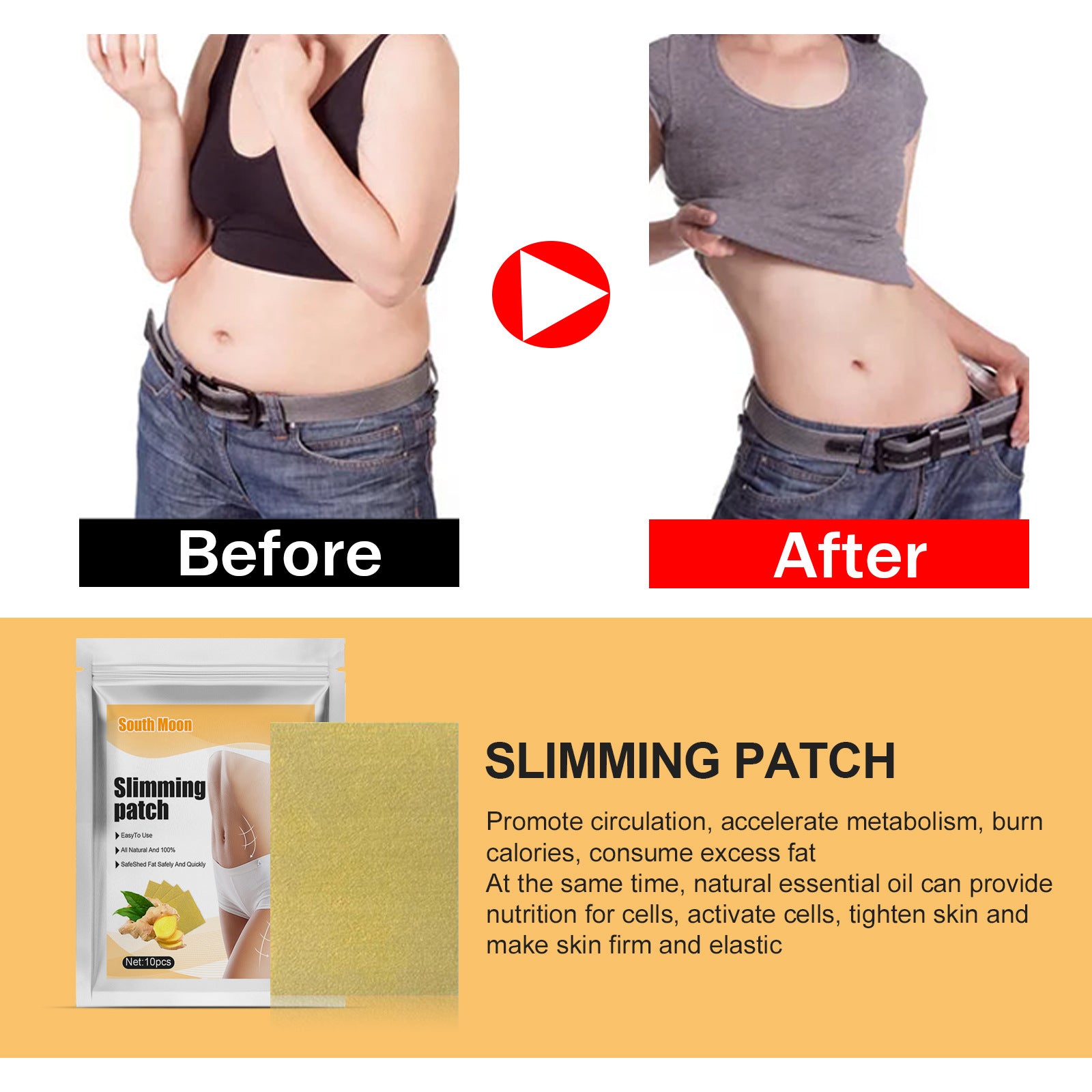 South Moon Ginger Fat Burning Health Care Sticker Belly Button Sticker Stovepipe Health Care Sticker Small Waist Fat Burning Light Body Acupoint Sticker