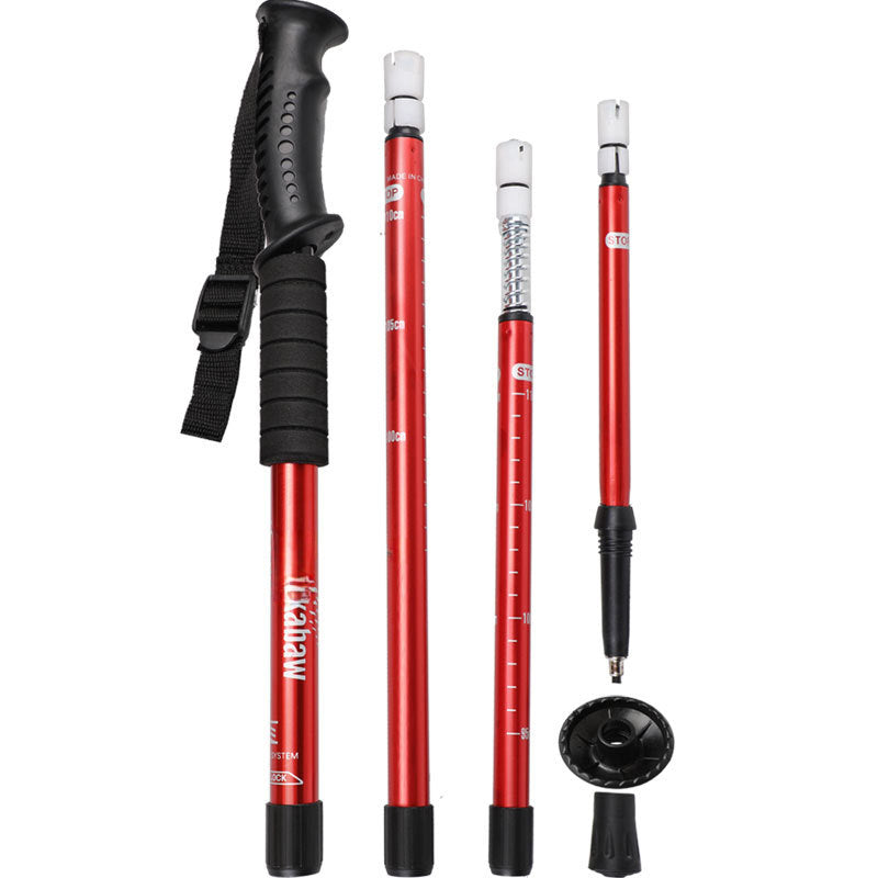 Outdoor Travel Hiking Stick Retractable Mountain Climbing Cane For The Elderly Aluminum Alloy Hiking Stick Crutch Cane