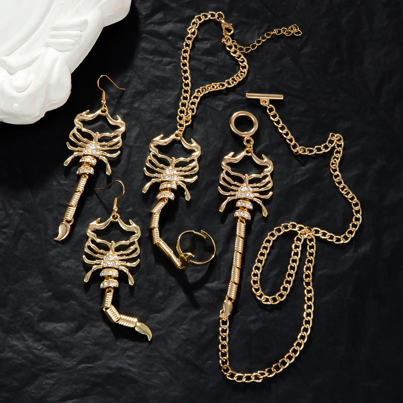 Europe And The United States Cross-border Personality Geometric Exaggerated Temperament Diamond Scorpion Necklace Fashion Trendy Punk Style Halloween Jewelry