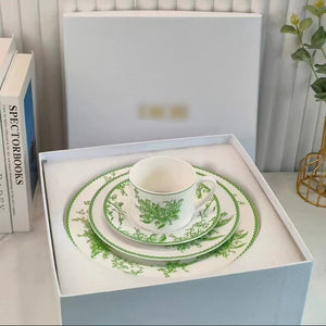 European-style D-home Lily Of The Valley Series Coffee Cup Saucer Size Plate Suit Bone China Western Food Plate Steak Plate Gift Box Gift