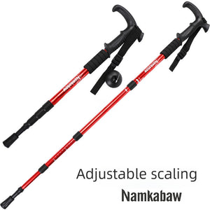 Outdoor Travel Hiking Stick Retractable Mountain Climbing Cane For The Elderly Aluminum Alloy Hiking Stick Crutch Cane