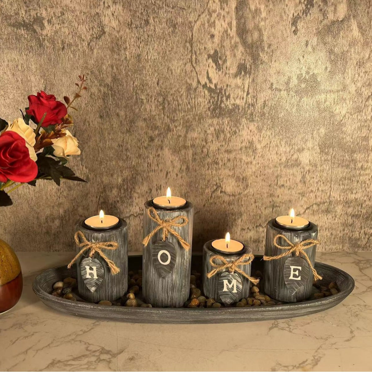 Creative HOME Wooden Sign Candle Holder HOME B &amp; B Romantic Atmosphere Decorations Photo Props Ornaments