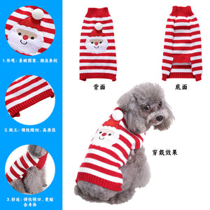 Dog Clothing Striped Turtleneck Snowman Elk Mesh Christmas Pet Dress-up Puppy Sweater