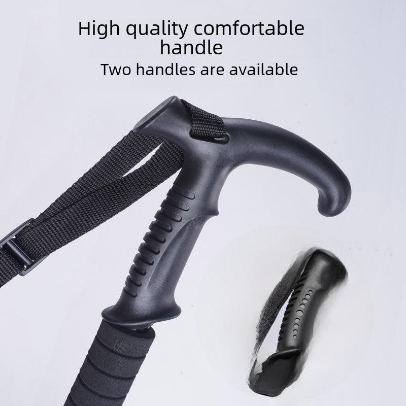 Outdoor Travel Hiking Stick Retractable Mountain Climbing Cane For The Elderly Aluminum Alloy Hiking Stick Crutch Cane